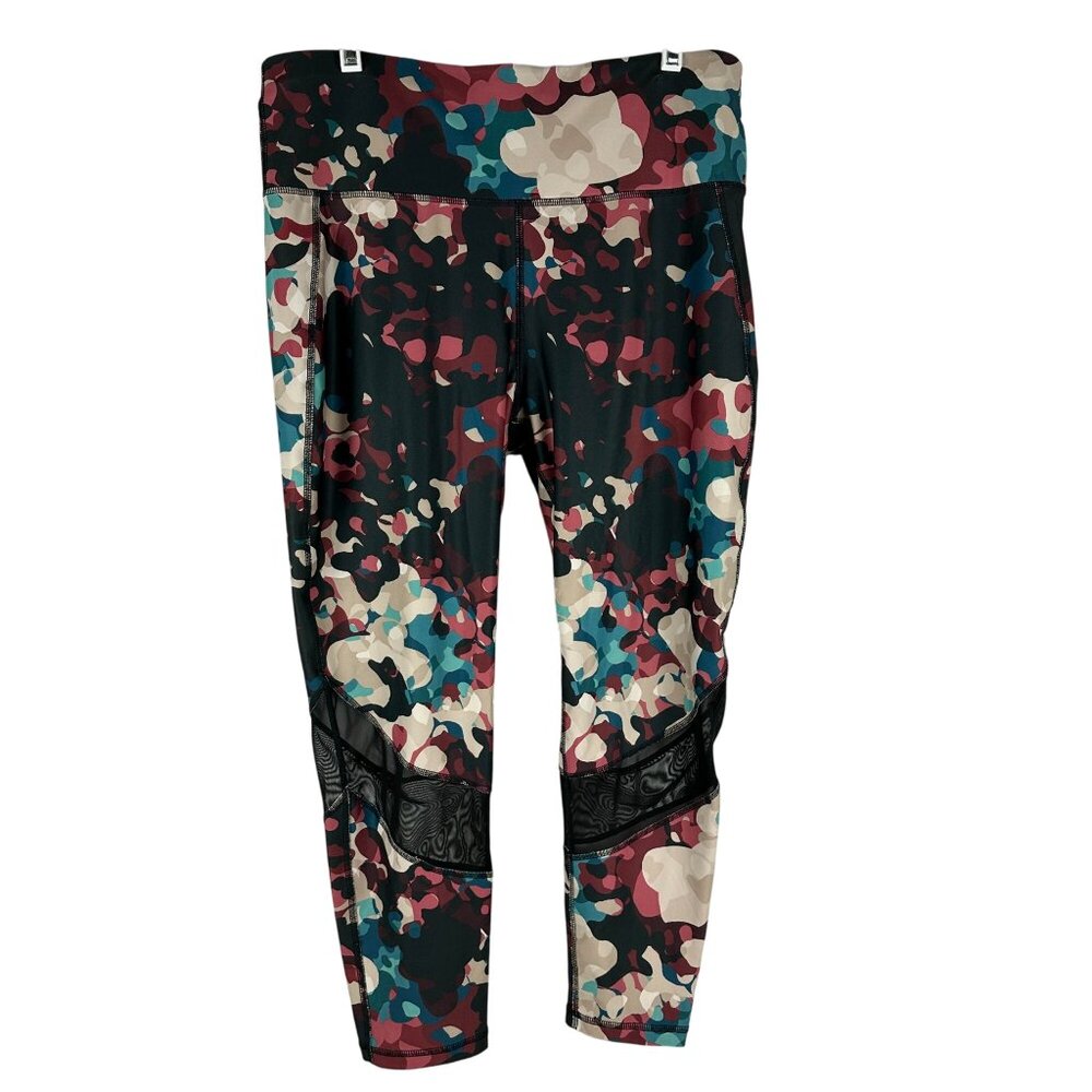 Xersion Womens High Rise 7/8 Ankle Leggings XL Polyester Spandex Multicolor Camo